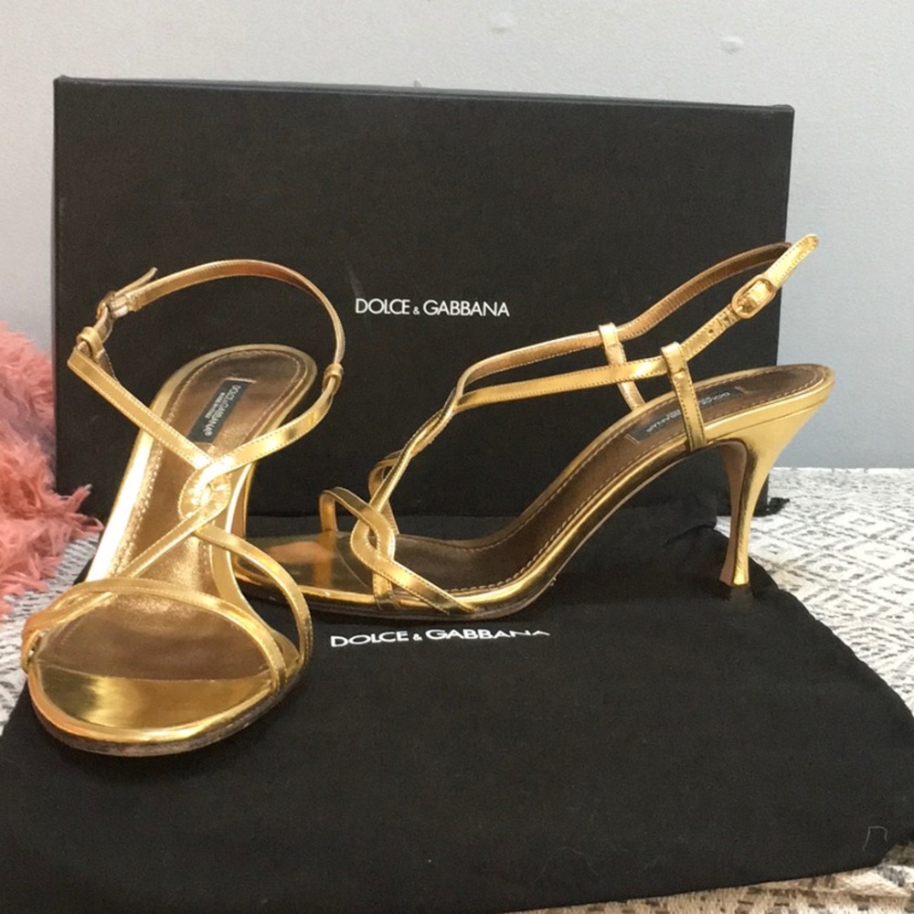 Dolce & Gabbana gold strappy heels